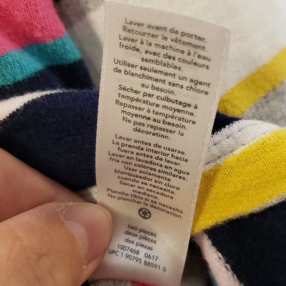 CARTER'S Girl Toddler Horizontal Blue Pink Yellow White Grey Striped Hoodie-S:4T - Picture 2 of 7